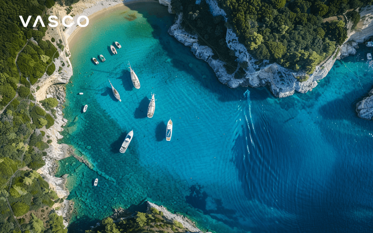 Antipaxos sziget Korfu mellett Görögországban. 